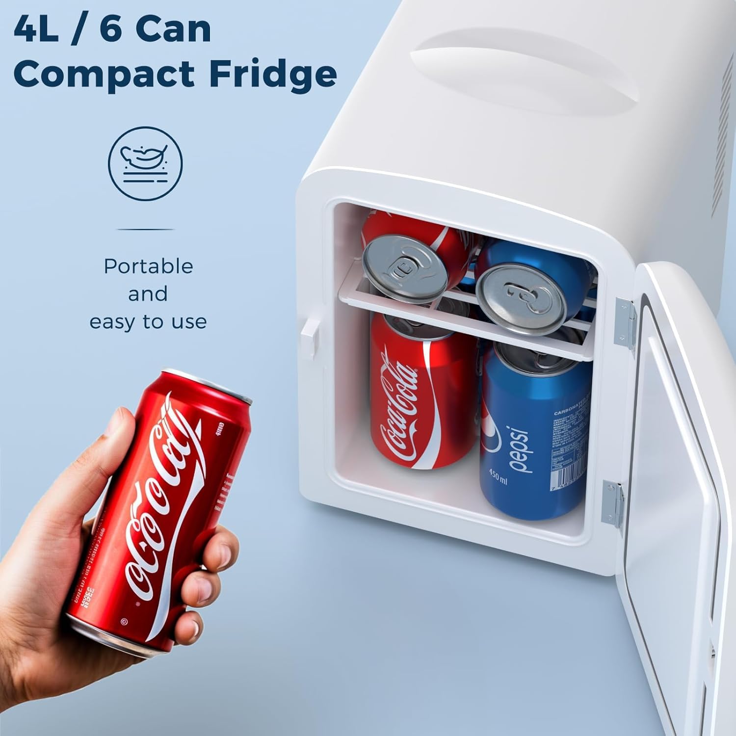 Compact Mini Fridge | 4L Small Fridge with Adjustable Shelves | Ideal Skincare & Beverage Storage for Bedroom Use 2