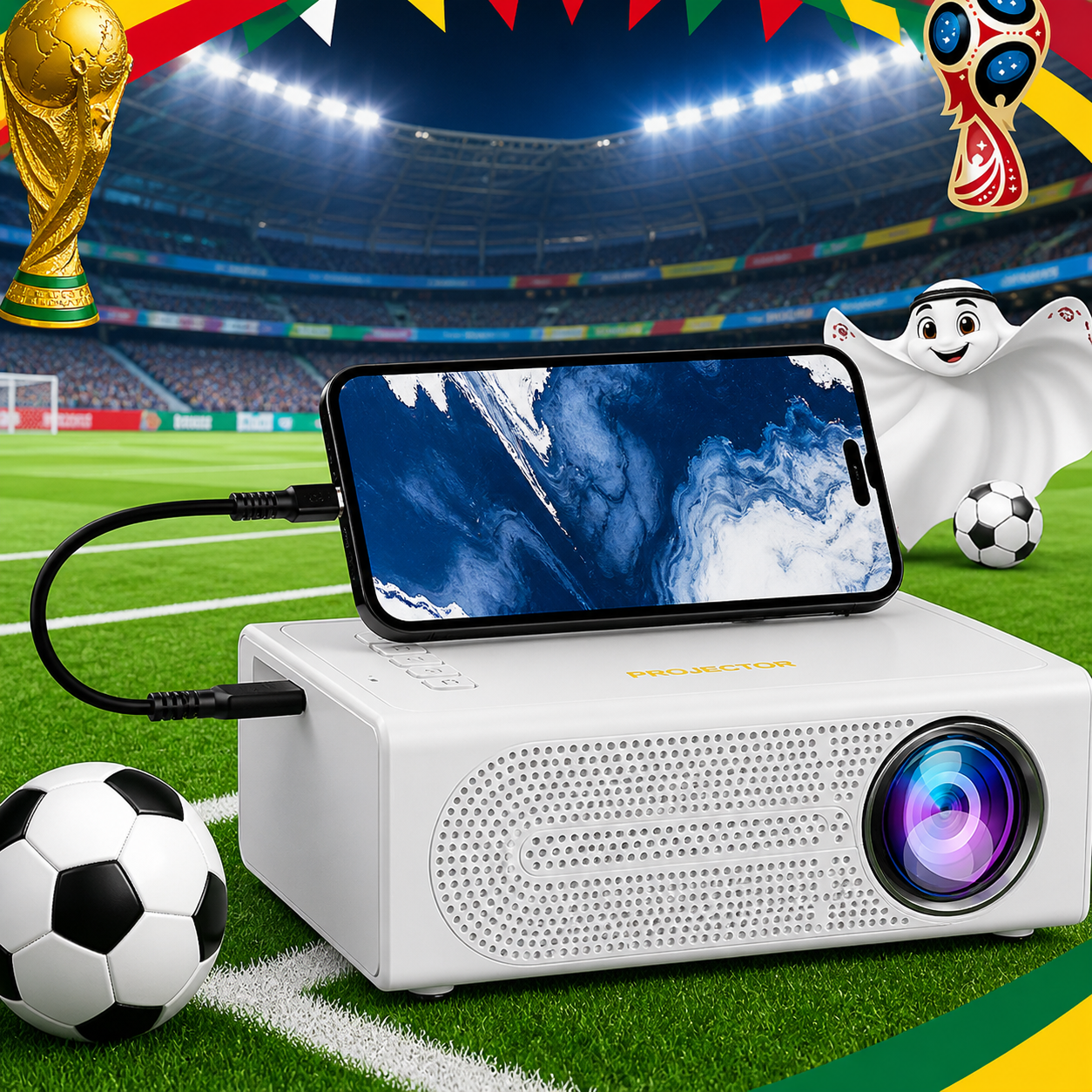 Compact Mini Projector | 1080P Support for Movies & Gaming | Portable Design for Versatile Entertainment 0
