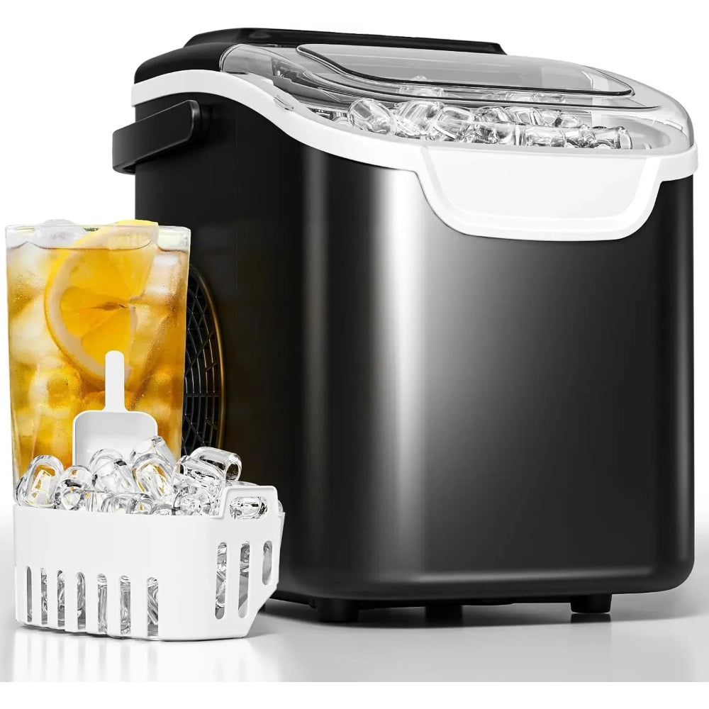 Compact Nugget Ice Maker Machine | Portable Countertop Design with Self-Cleaning Function | Quick Ice Production for Home and Offices