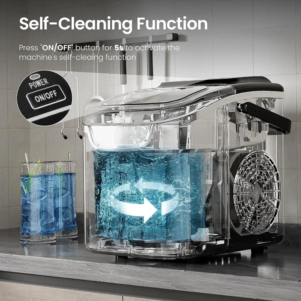 Compact Nugget Ice Maker Machine | Portable Countertop Design with Self-Cleaning Function | Quick Ice Production for Home and Offices 3