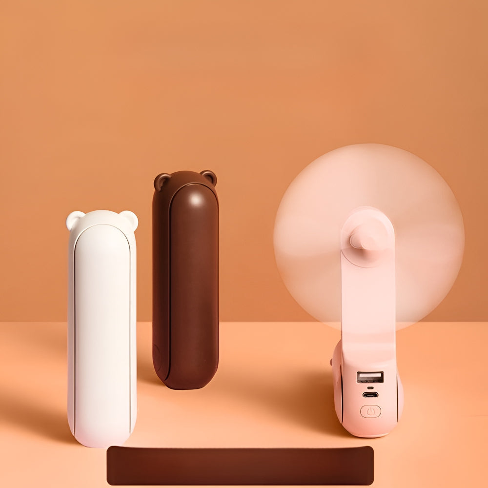 Compact Pocket Fan | USB Rechargeable Handheld Cooling Fan with Power Bank Functionality