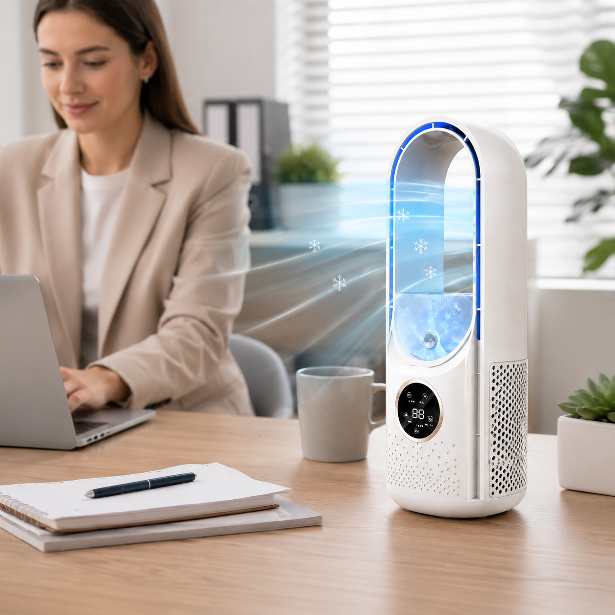Compact Portable Air Conditioner | Bladeless Desk Cooling Fan for Personal Comfort