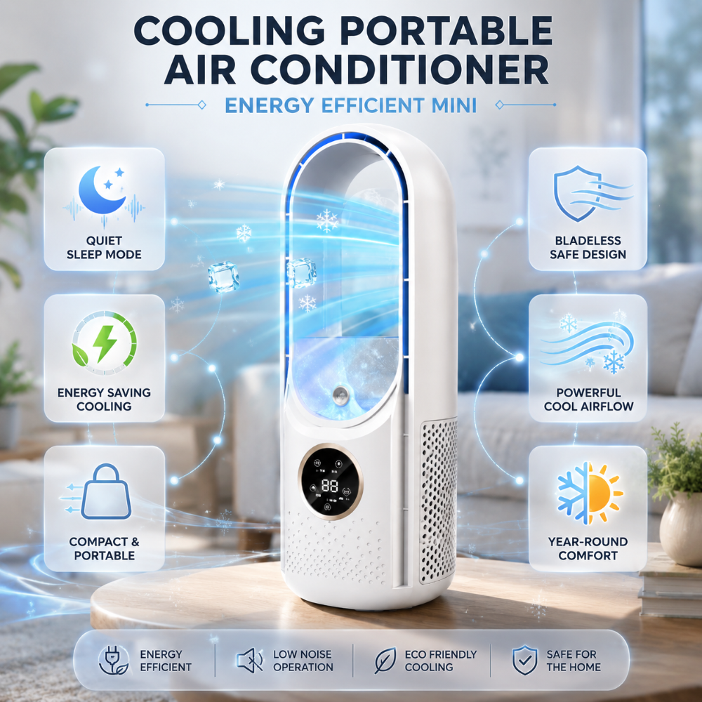 Compact Portable Air Conditioner | Bladeless Desk Cooling Fan for Personal Comfort 2