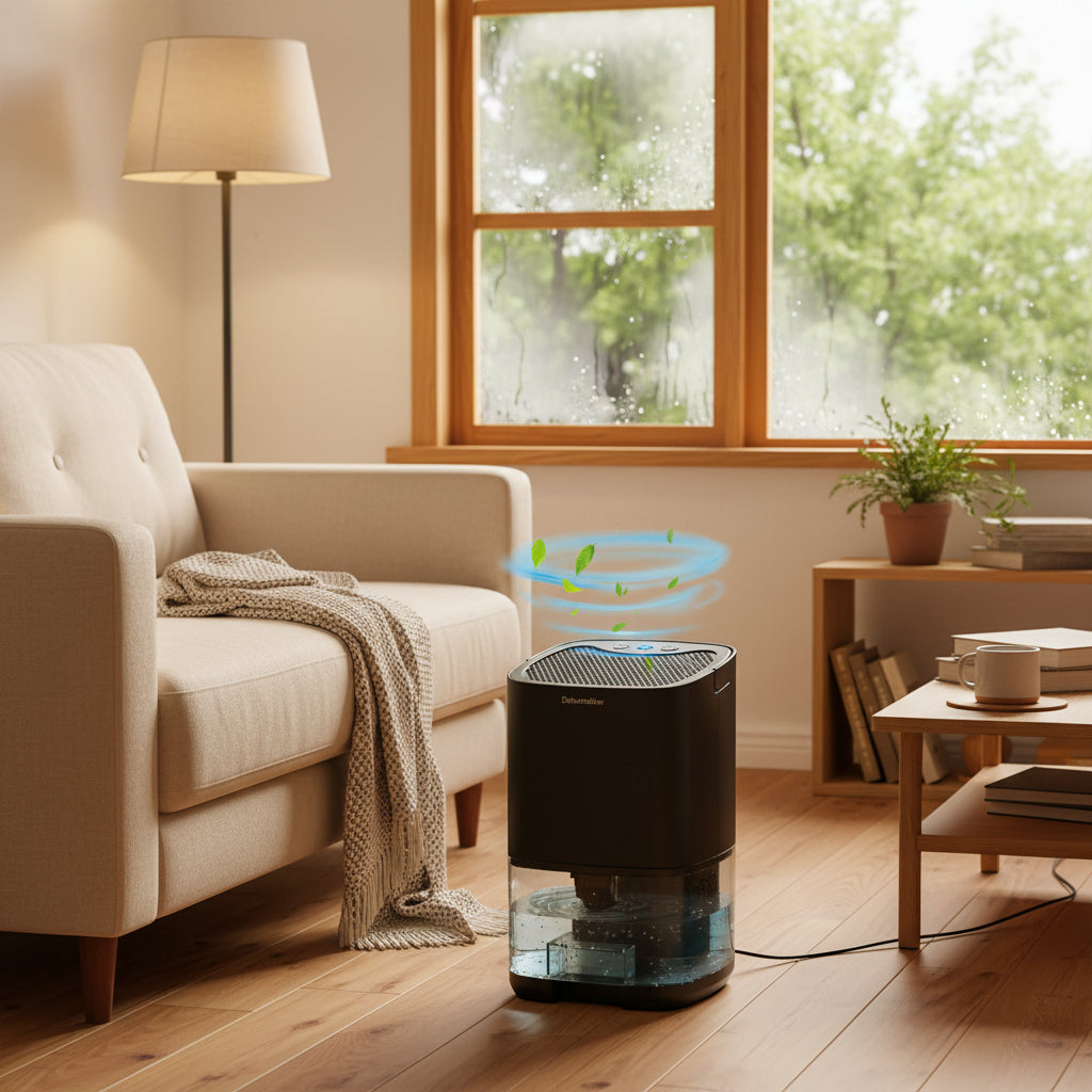 Compact Portable Dehumidifier with Night Light & Air Filter | 2-in-1 Solution for Cleaner Air 2
