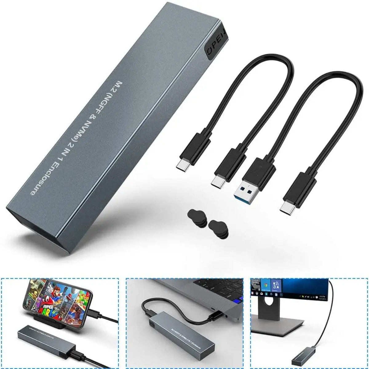 Compact USB C | SSD Drive Enclosure with 10Gbps Transfer Speed | Portable Solid State Drive Enclosure for Fast Storage 1