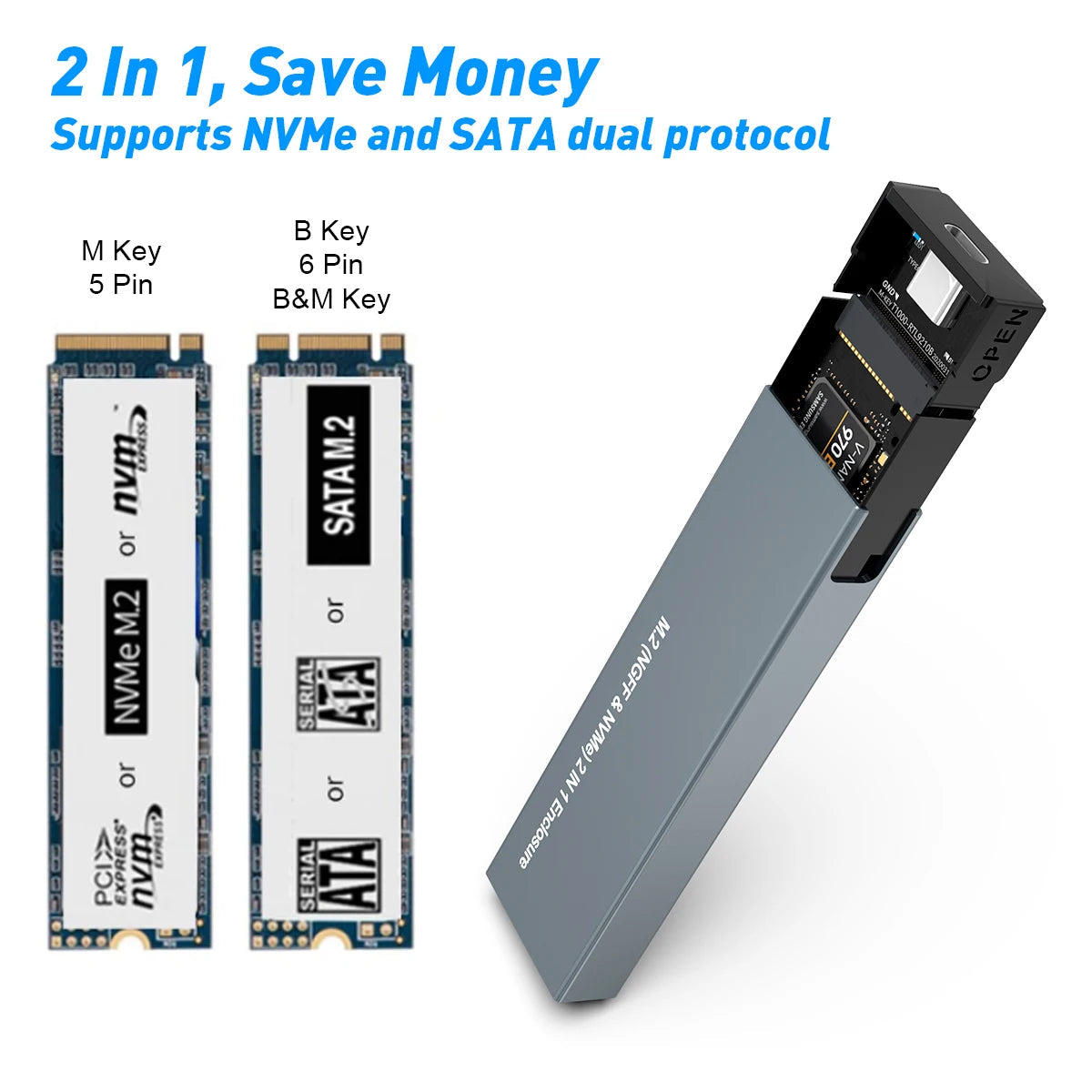Compact USB C | SSD Drive Enclosure with 10Gbps Transfer Speed | Portable Solid State Drive Enclosure for Fast Storage 2