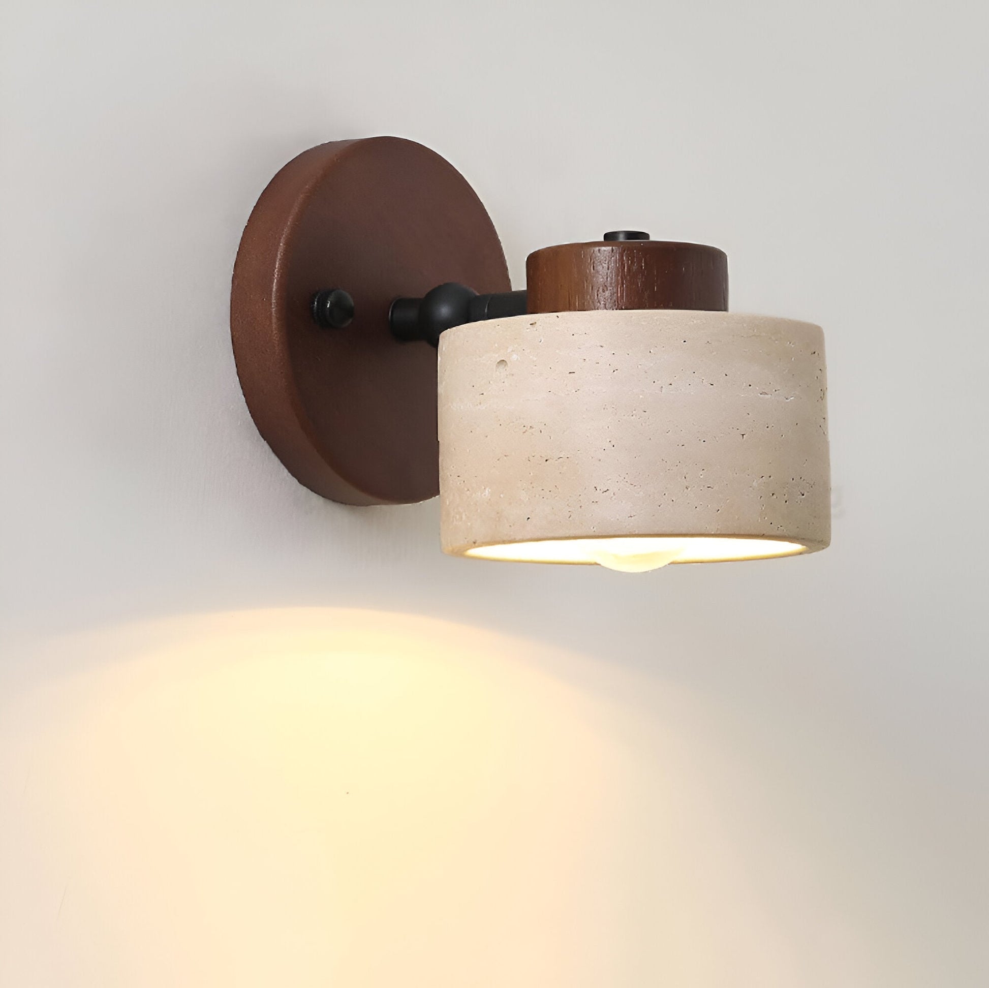 Contemporary Wall Sconce | Minimalist Travertine & Wood Design with LED Light | Elegant Wall Lighting for Modern Interiors 3