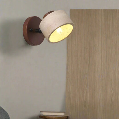 Contemporary Wall Sconce | Minimalist Travertine & Wood Design with LED Light | Elegant Wall Lighting for Modern Interiors 4