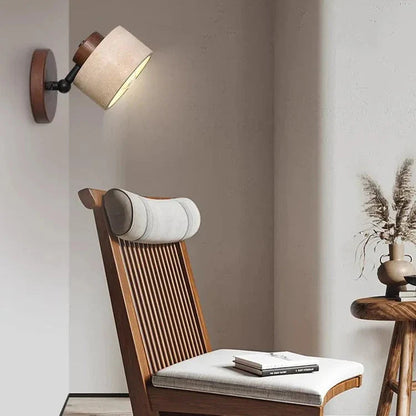 Contemporary Wall Sconce | Minimalist Travertine & Wood Design with LED Light | Elegant Wall Lighting for Modern Interiors 5
