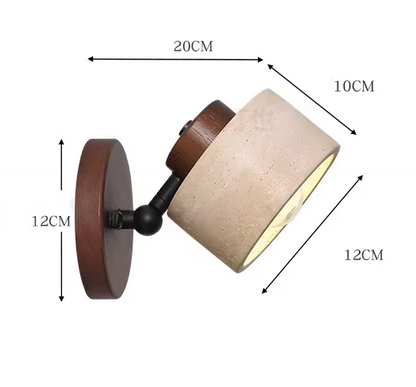 Contemporary Wall Sconce | Minimalist Travertine & Wood Design with LED Light | Elegant Wall Lighting for Modern Interiors 7
