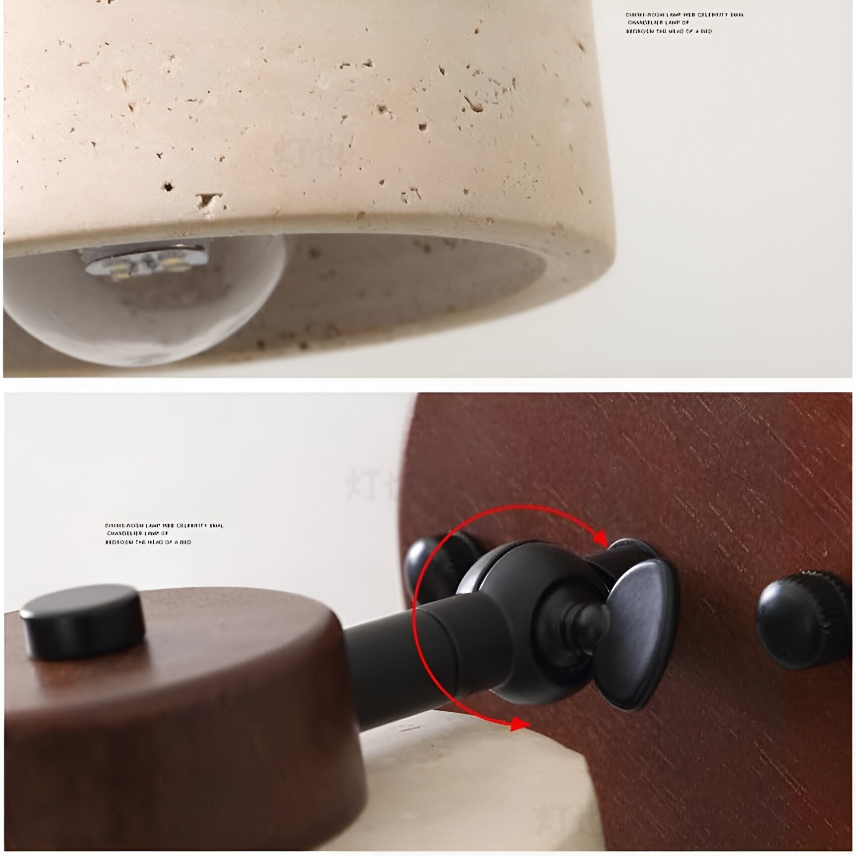 Contemporary Wall Sconce | Minimalist Travertine & Wood Design with LED Light | Elegant Wall Lighting for Modern Interiors 8