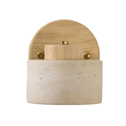 Contemporary Wall Sconce | Minimalist Travertine & Wood Design with LED Light | Elegant Wall Lighting for Modern Interiors 9