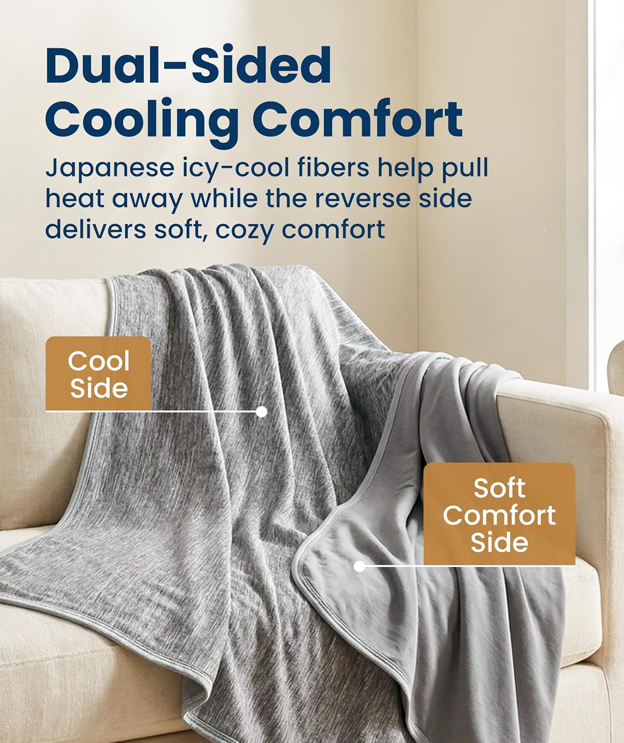 Cooling Blanket for Bed with Breathable Japanese Icy Cool Fibers | Lightweight Design for Hot Sleepers 2