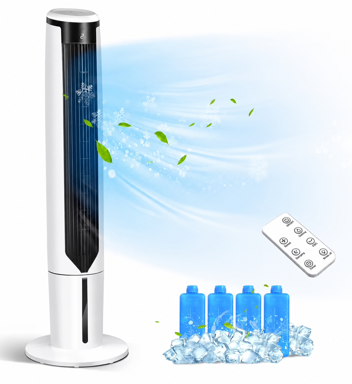 Cooling Breeze | Portable Air Cooler Tower Fan with Quiet Operation | Space-Saving Design for Indoor Comfort 3