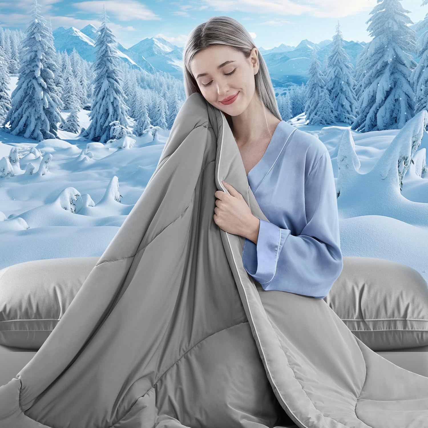 Cooling Comforter | Double-Sided Blanket with Breathable Ice Fabric | Lightweight Design for Hot Sleepers 4
