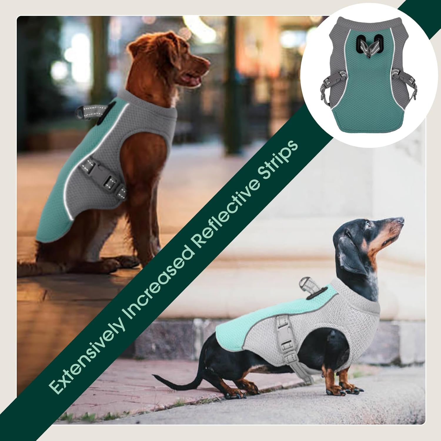 Cooling Dog Vest | Reflective Summer Harness with Lightweight Fabric | Adjustable Fit for Comfort