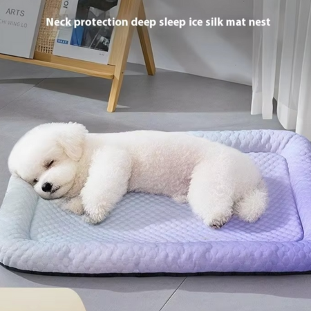 Cooling Pet Bed | Breathable Ice Silk Fabric Dog & Cat Bed for Summer Comfort