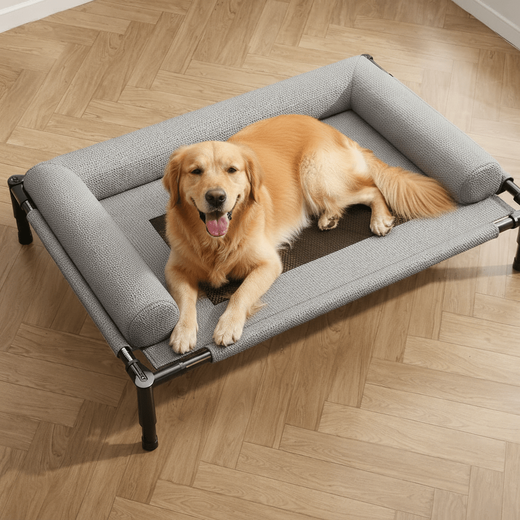 Raised Dog Bed for Large Dogs, Elevated Dog Bed for Garden and Terrace, Outdoor Dog Beds for Camping and Travel