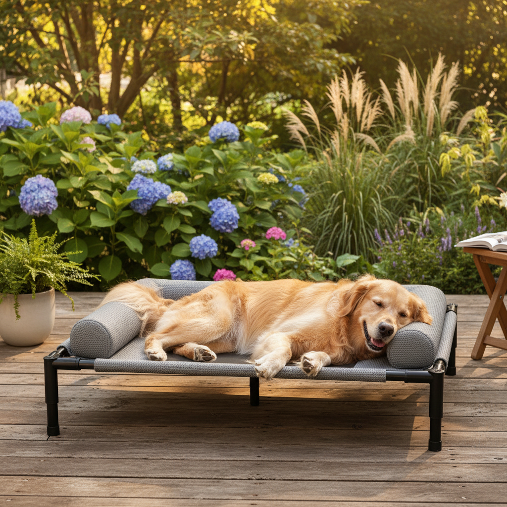 Raised Dog Bed for Large Dogs, Outdoor Dog Beds for Camping and Travel