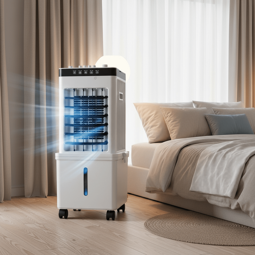 Portable Air Cooler Fan 3 in 1, Evaporative Air Cooler for Home, Swamp Cooler with Humidifying Function