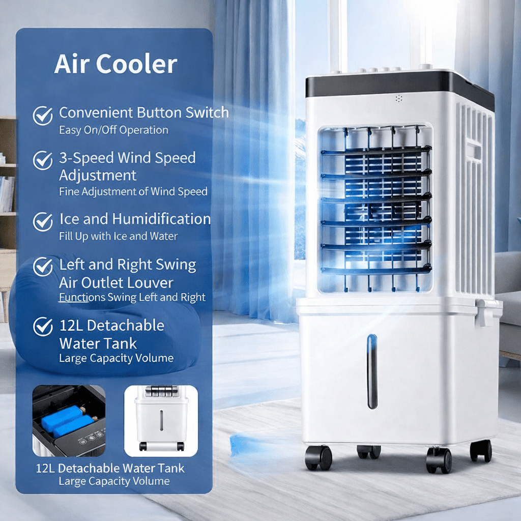 Portable Air Cooler Fan 3 in 1, Evaporative Air Cooler for Home, Swamp Cooler with Humidifying Function_05