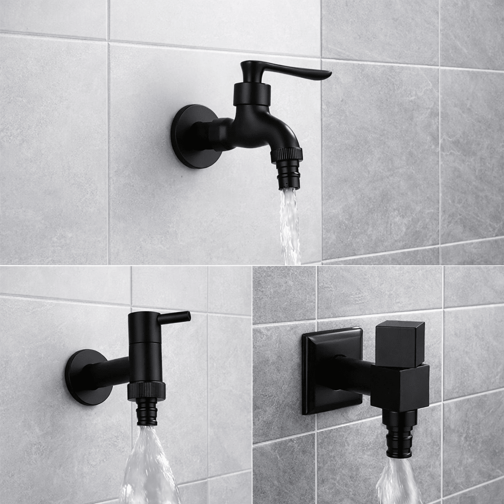 Outside Tap Wall Mounted, Brass Garden Tap in Matte Black, Outdoor Tap for Washing Machine and Balcony_17