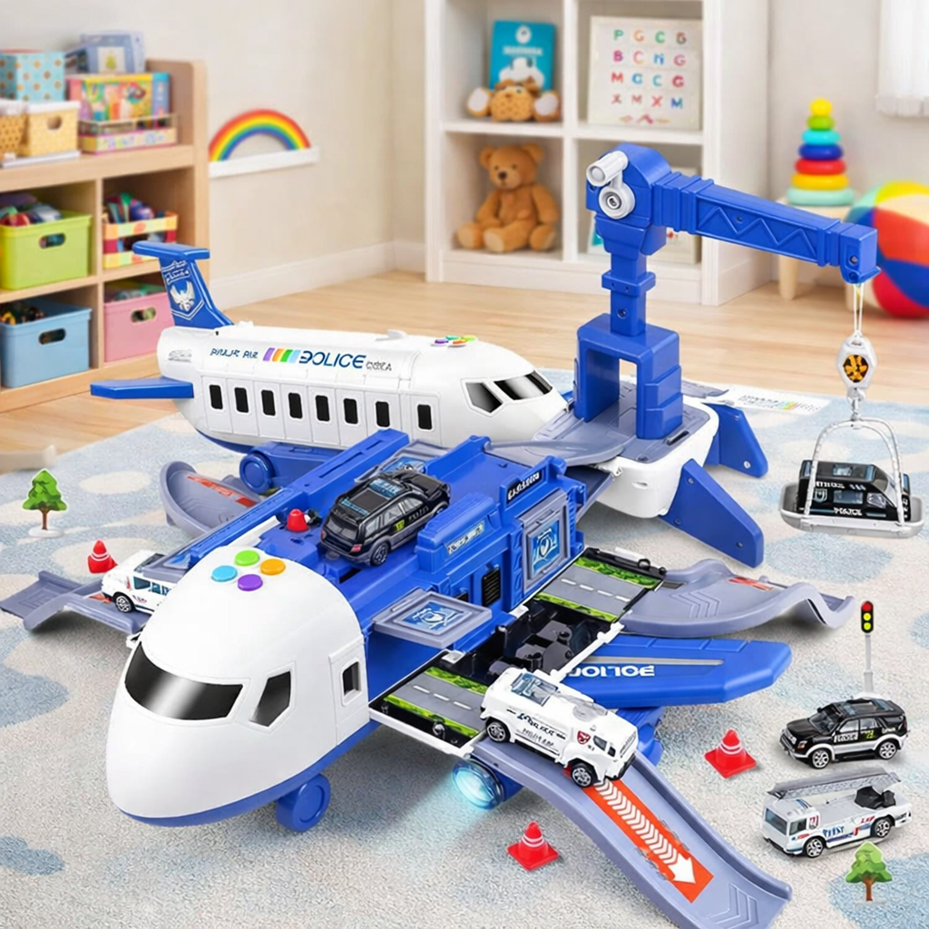 Toy Aeroplane Set with Airport Service Vehicles, Toy Planes for Kids, Airport Role Play Toys for Imaginative Play_00