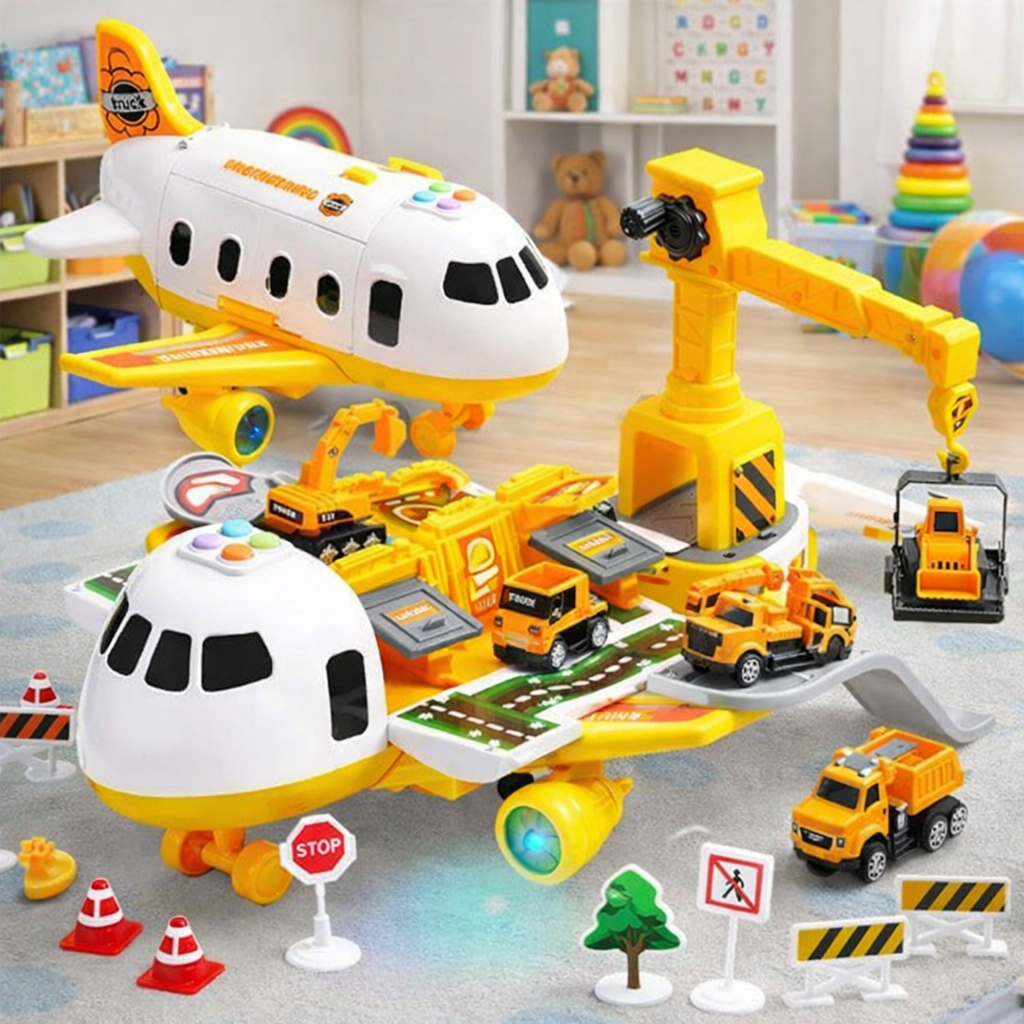 Toy Aeroplane Set with Airport Service Vehicles, Toy Planes for Kids, Airport Role Play Toys for Imaginative Play_02