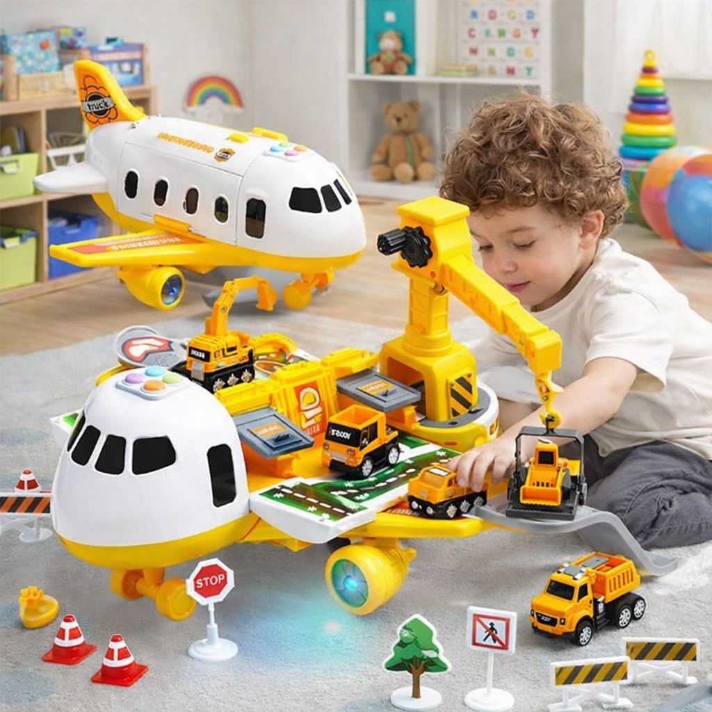 Toy Aeroplane Set with Airport Service Vehicles, Toy Planes for Kids, Airport Role Play Toys for Imaginative Play_03