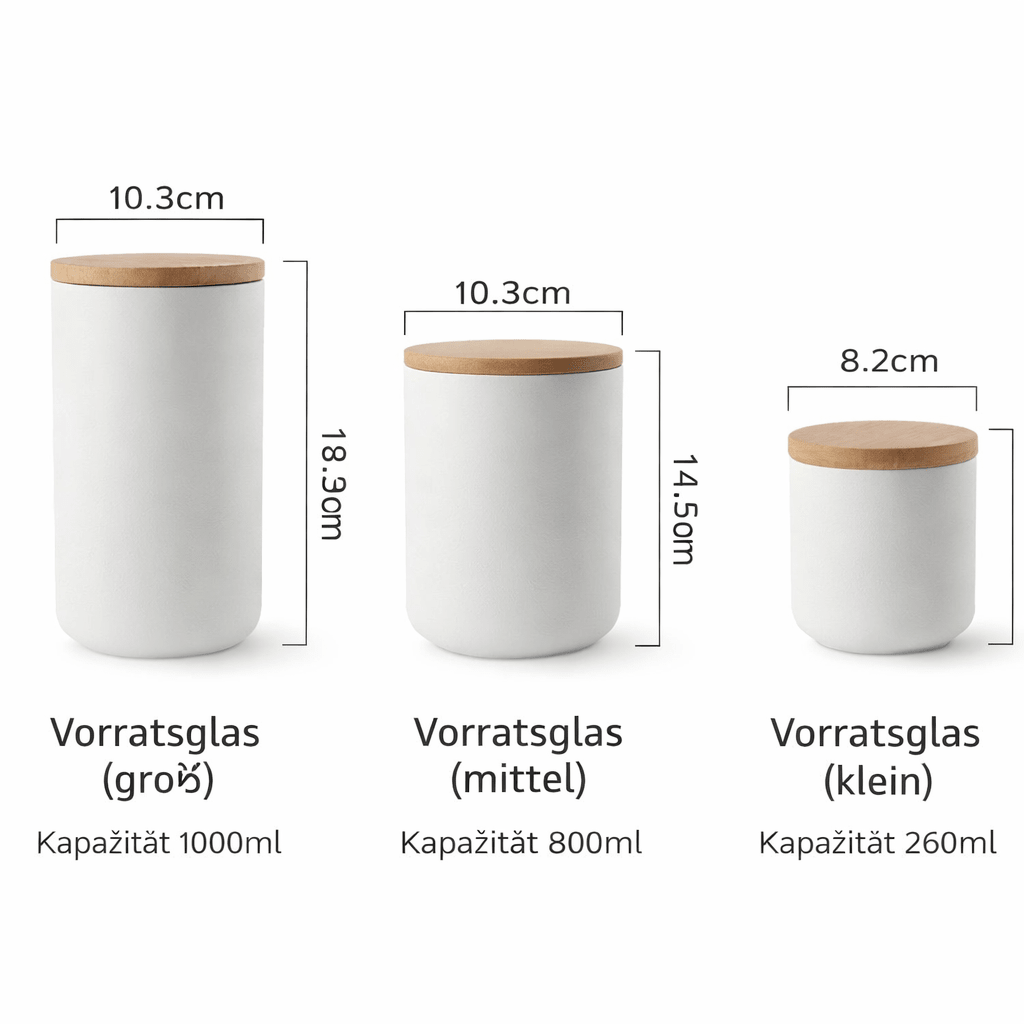 Ceramic Storage Jars with Bamboo Lid, Airtight Food Storage Containers 260 to 1000 ml, Kitchen Storage Jars for Pantry_12