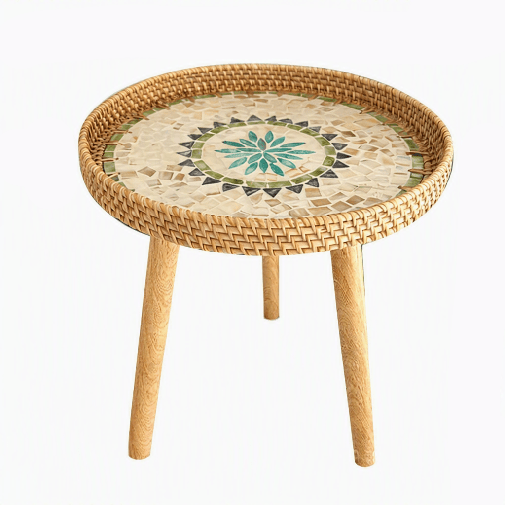 Rattan Side Table, Handmade Occasional Table – image 7