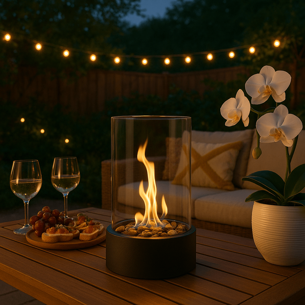 Bioethanol Fireplace, Tabletop Fire Pit with Real Flame, Modern Fireplace and Table Decor for Indoor and Outdoor Use