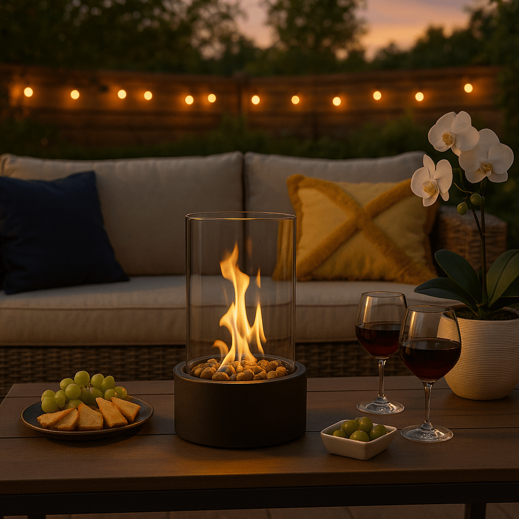 Bioethanol Fireplace, Tabletop Fire Pit with Real Flame, Modern Fireplace and Table Decor for Indoor and Outdoor Use