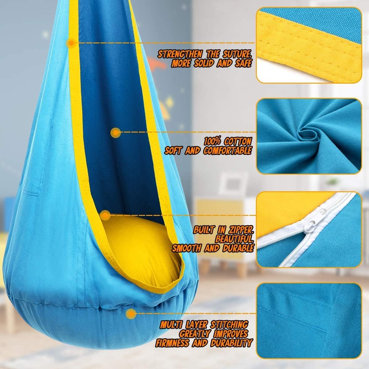 CozyNest | Hanging Chair with Inflatable Cushion for Indoor & Outdoor Relaxation 5
