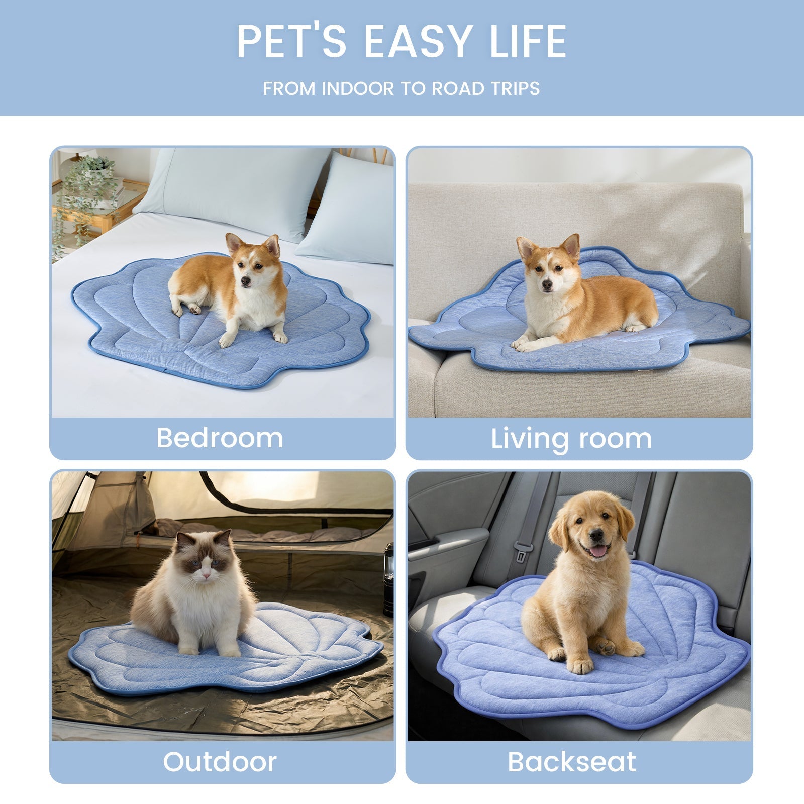 Cozy Bliss | Dog Cooling Mat with Instant Chill Fabric & Waterproof Design | Non-Slip Backing for Comfort 2