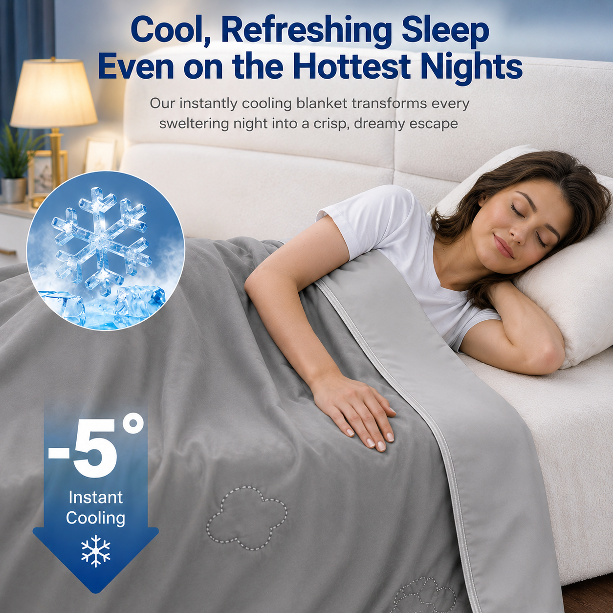 Cozy Comfort | Cooling Blanket for Bed with Heat-Absorbing Fabric | Lightweight Design for Refreshing Sleep 4