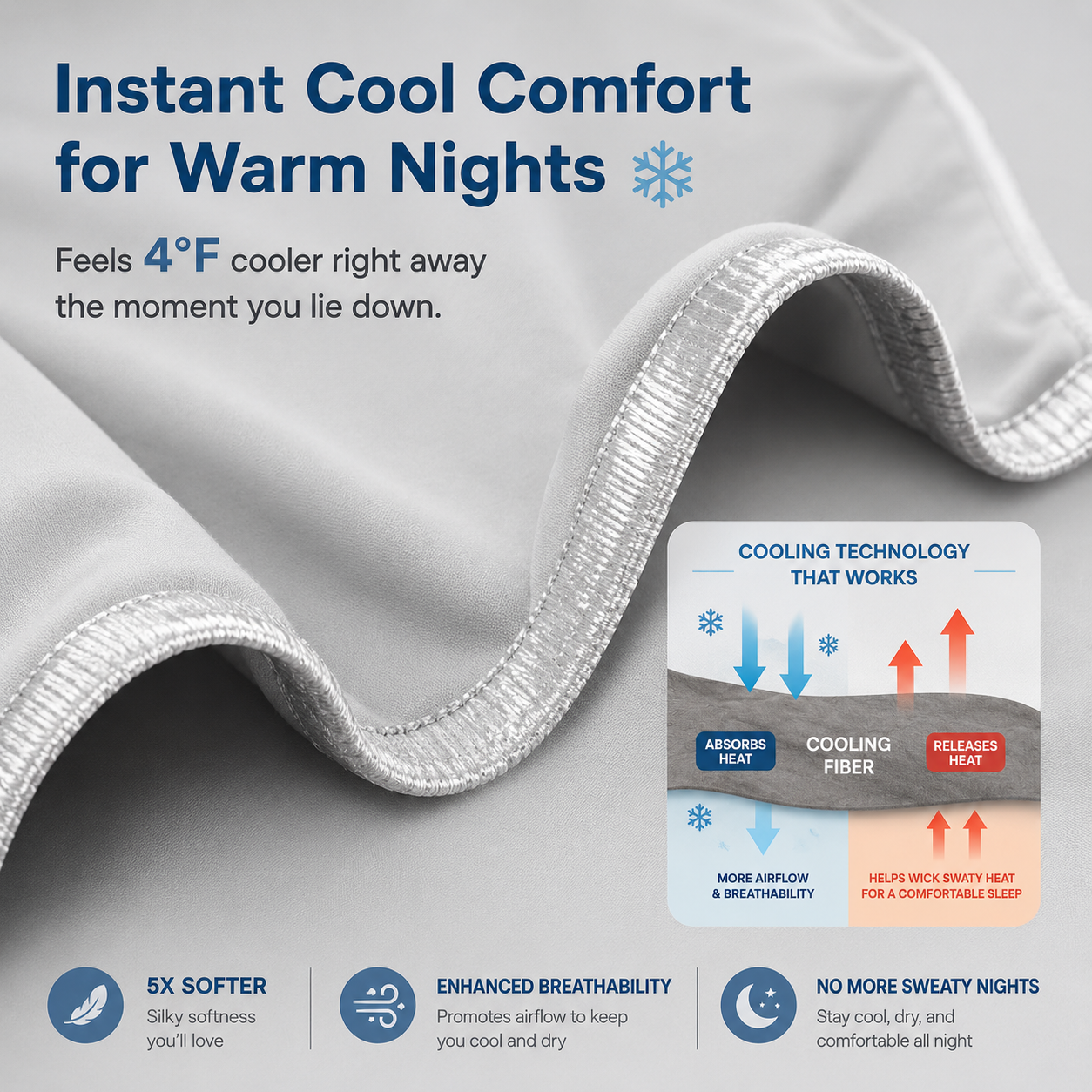 Cozy Comfort | Cooling Blanket for Bed with Heat-Absorbing Fabric | Lightweight Design for Refreshing Sleep 8