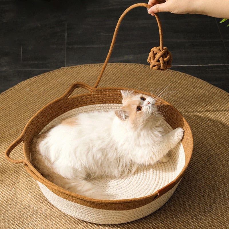 Cozy Haven | Cooling Cat Bed with Hand-Woven Design for Summer Comfort