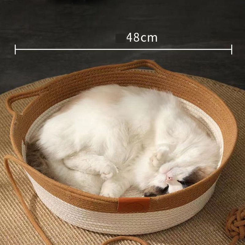 Cozy Haven | Cooling Cat Bed with Hand-Woven Design for Summer Comfort 7