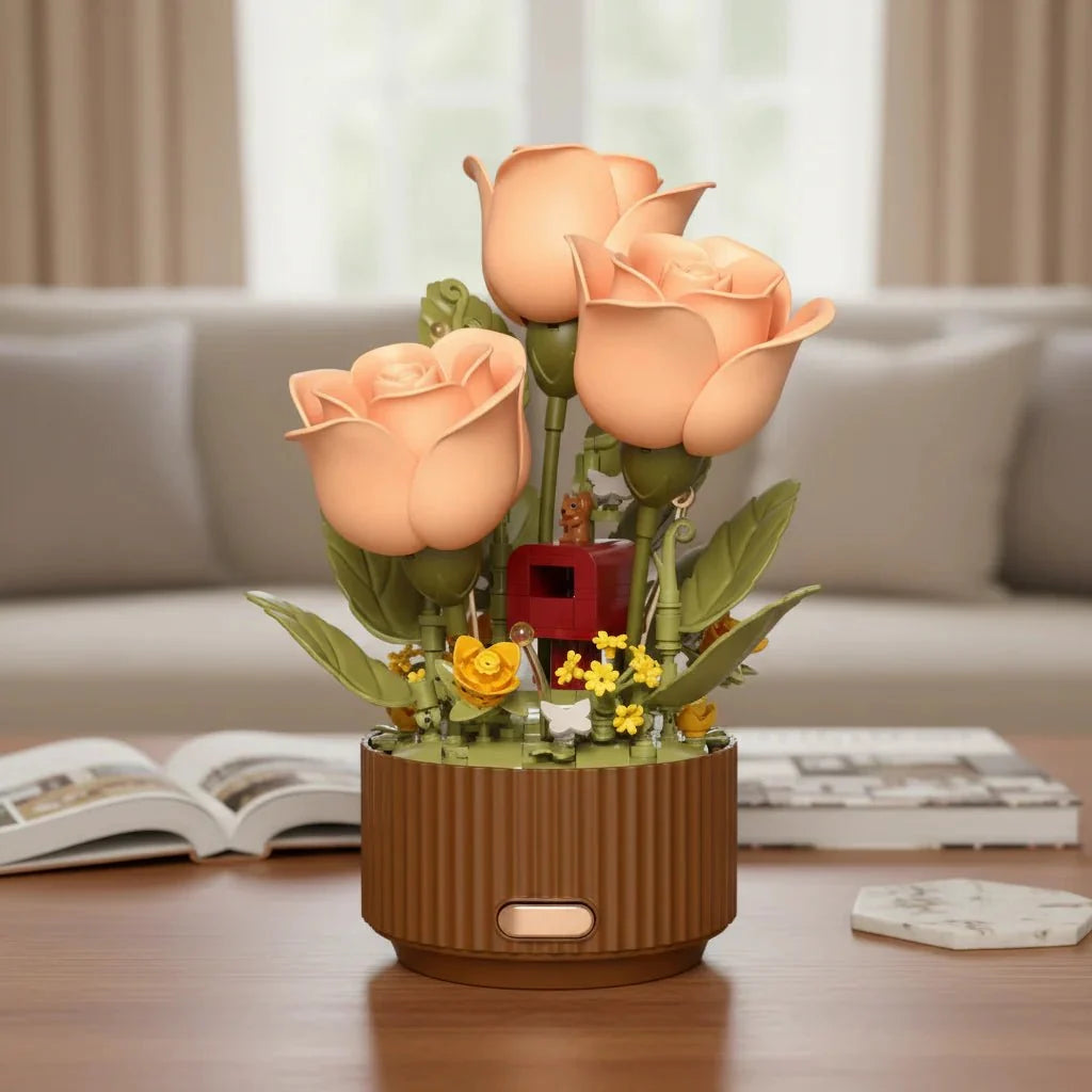 Building Blocks Flowers, 255 Piece Rose Bouquet Building Block Set, Educational Toys for Kids 6+, STEM Construction Toy_00
