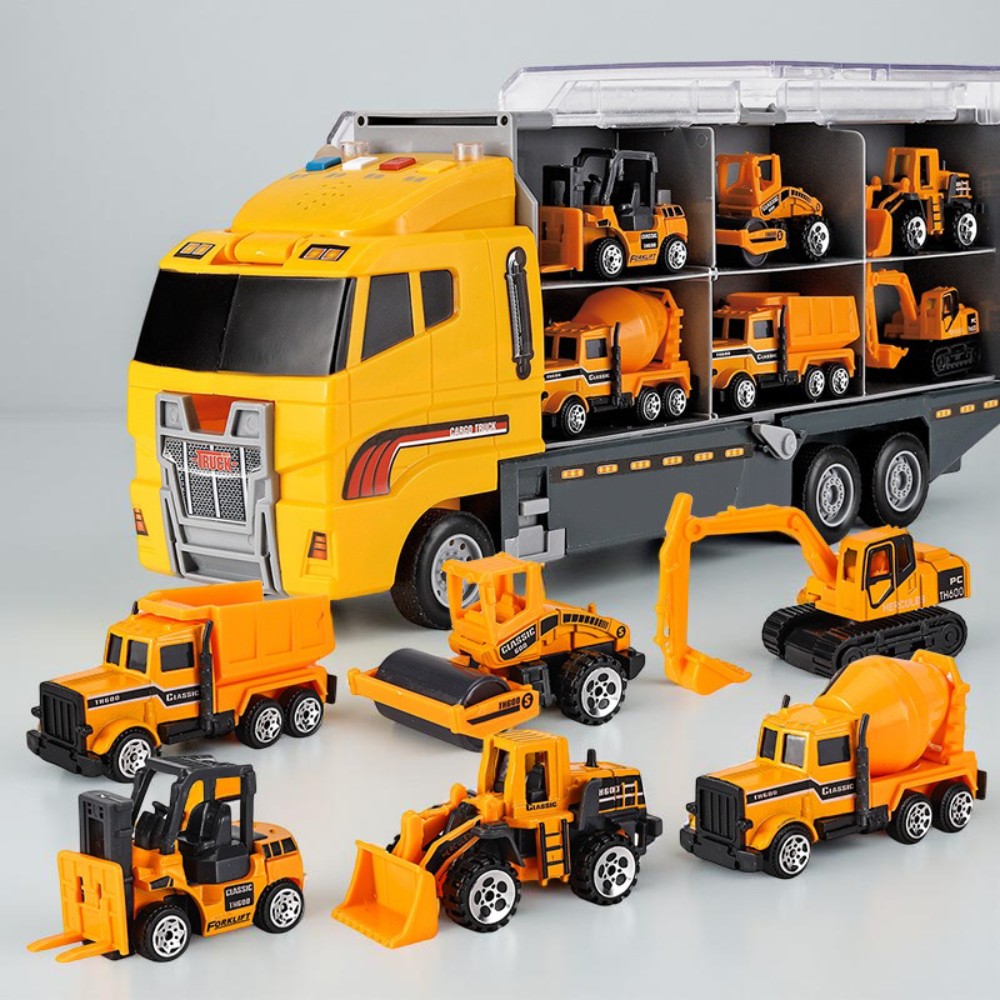 Creative Kids | Toy Construction Vehicle Set with Realistic Sounds | Interactive Play Carrier Kit for Imaginative Adventures