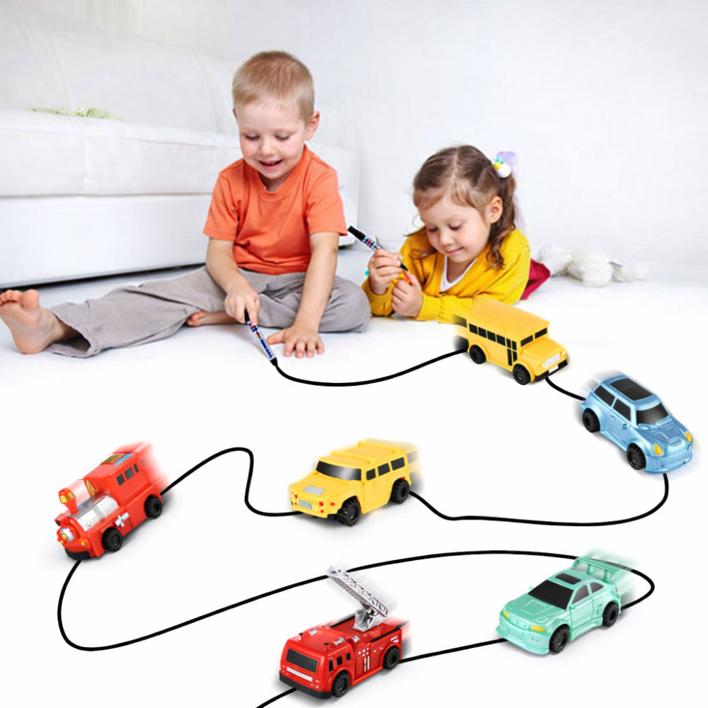 Creative Playset | Inductive Line Following Toy Car with Drawing Pen | Interactive Learning Tool for Kids Age 3+ 4