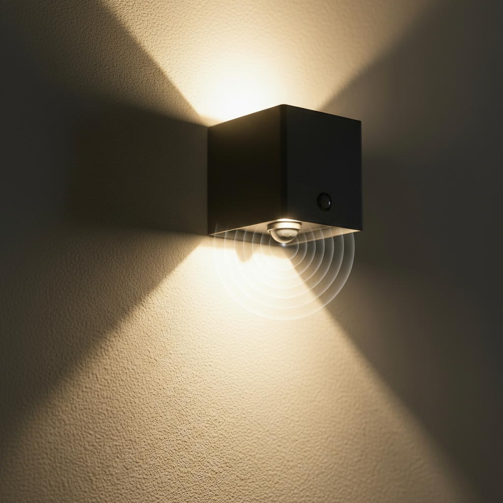 CubicAura | Modern Sleek Aluminium Outdoor Wall Light with Motion Sensor 1