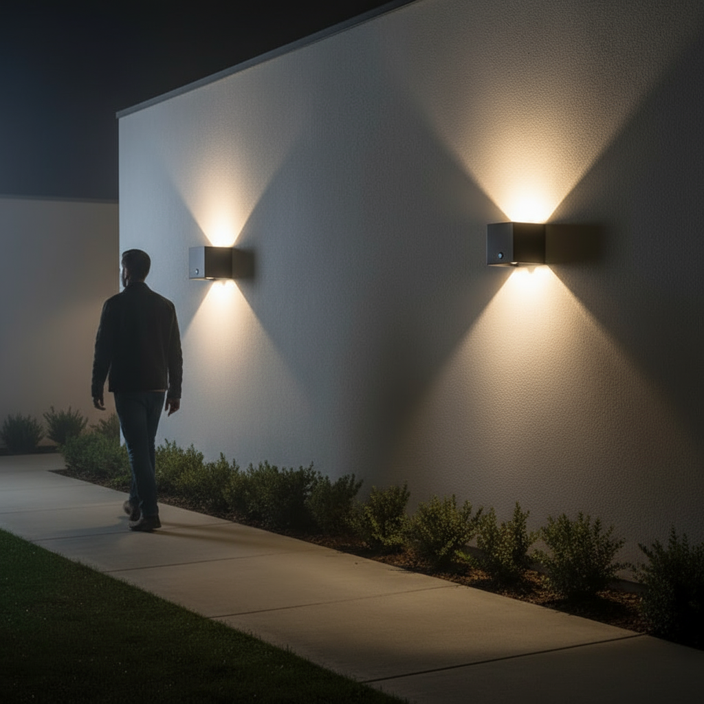 CubicAura | Modern Sleek Aluminium Outdoor Wall Light with Motion Sensor 2
