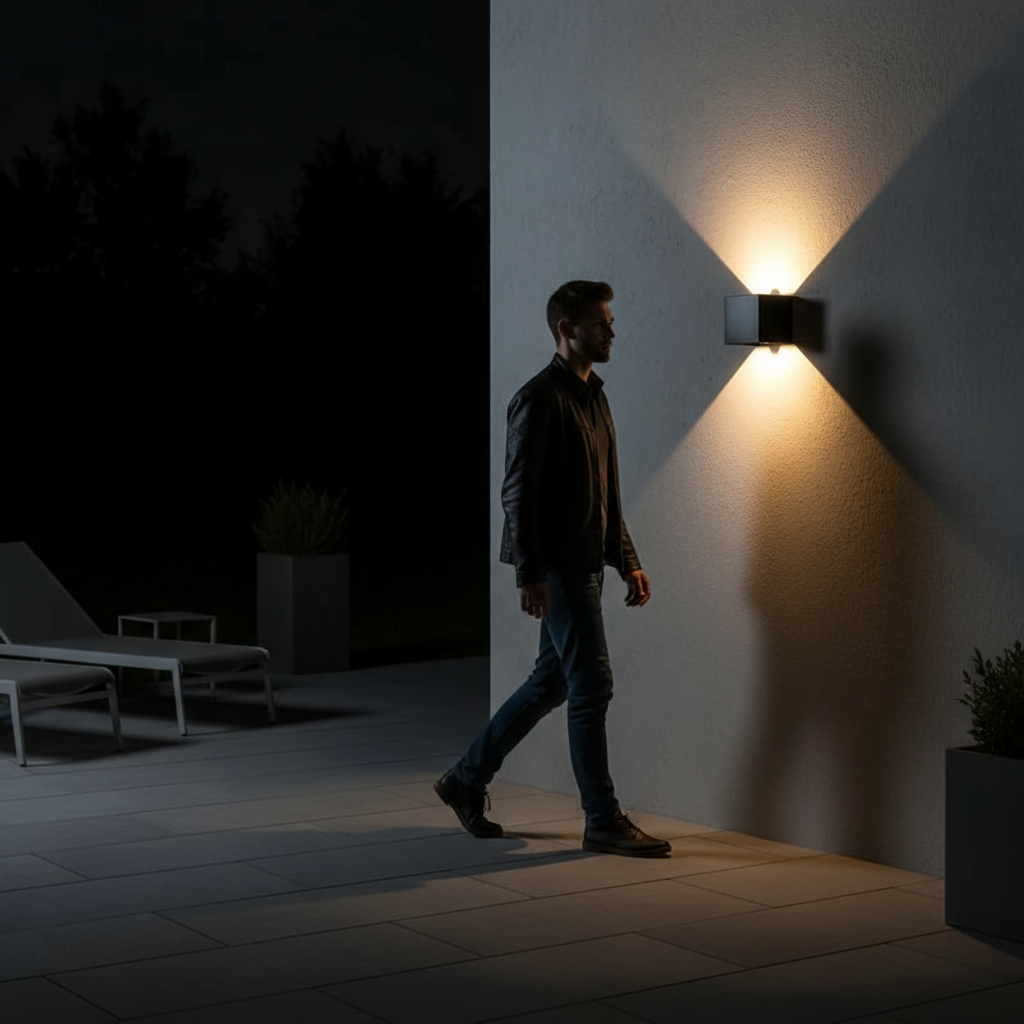 CubicAura | Modern Sleek Aluminium Outdoor Wall Light with Motion Sensor 3