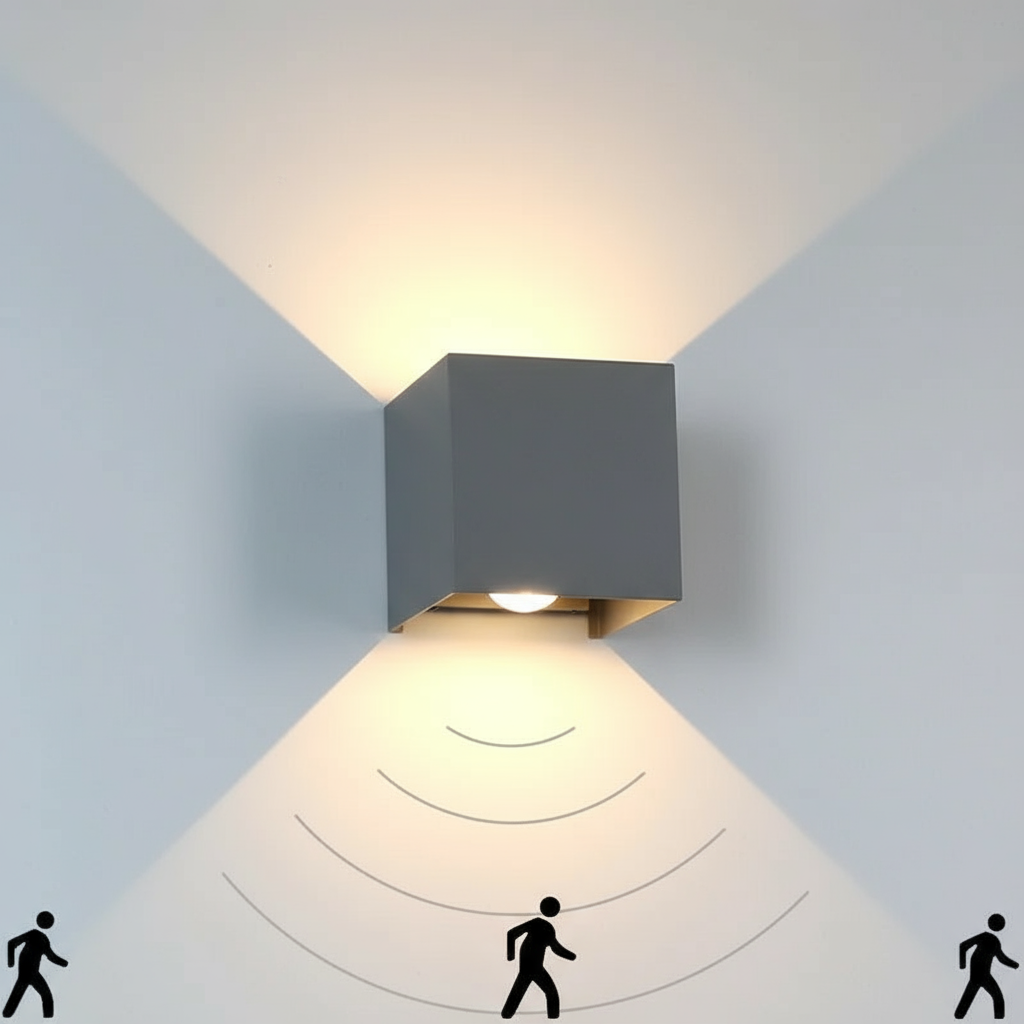 CubicAura | Modern Sleek Aluminium Outdoor Wall Light with Motion Sensor 6