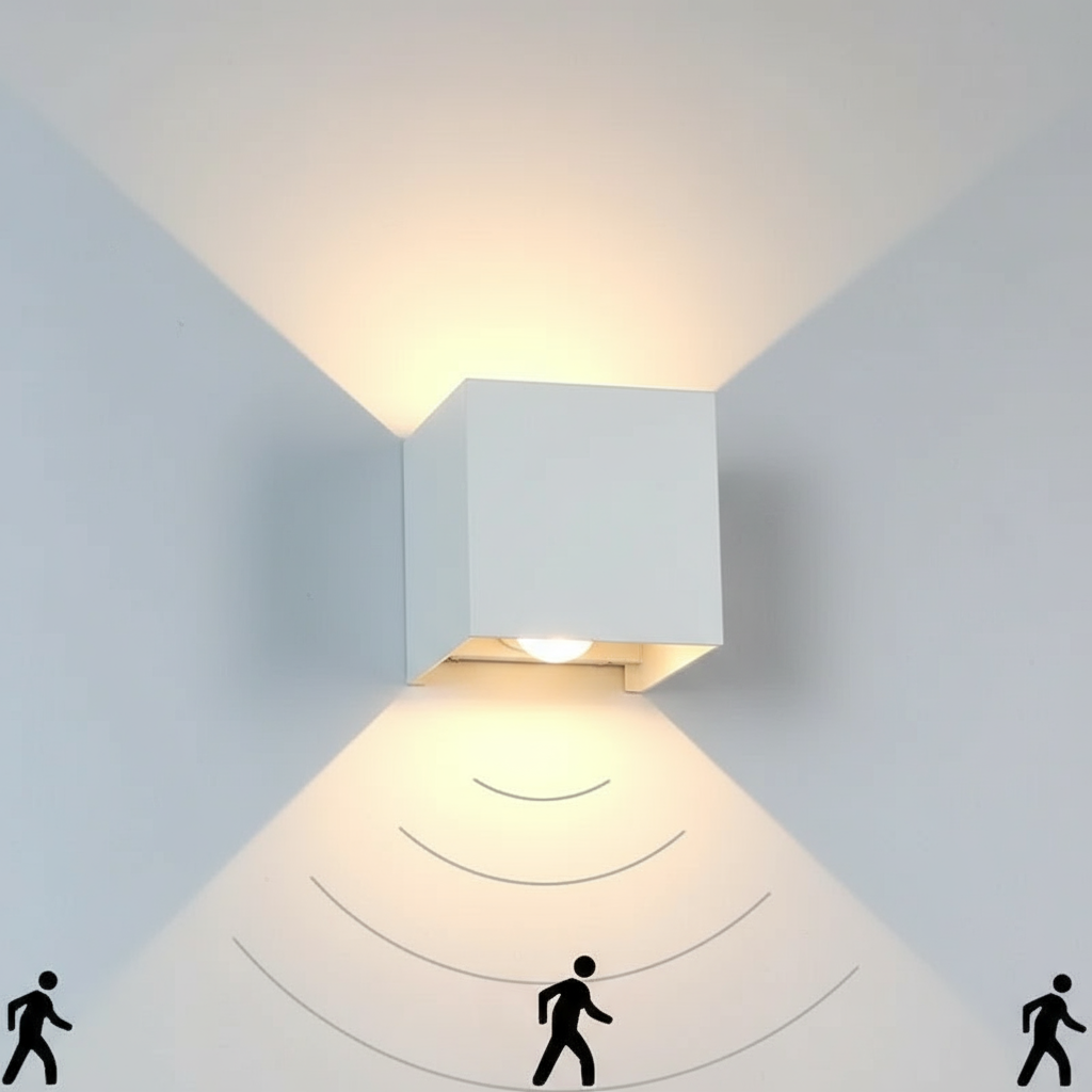 CubicAura | Modern Sleek Aluminium Outdoor Wall Light with Motion Sensor 7