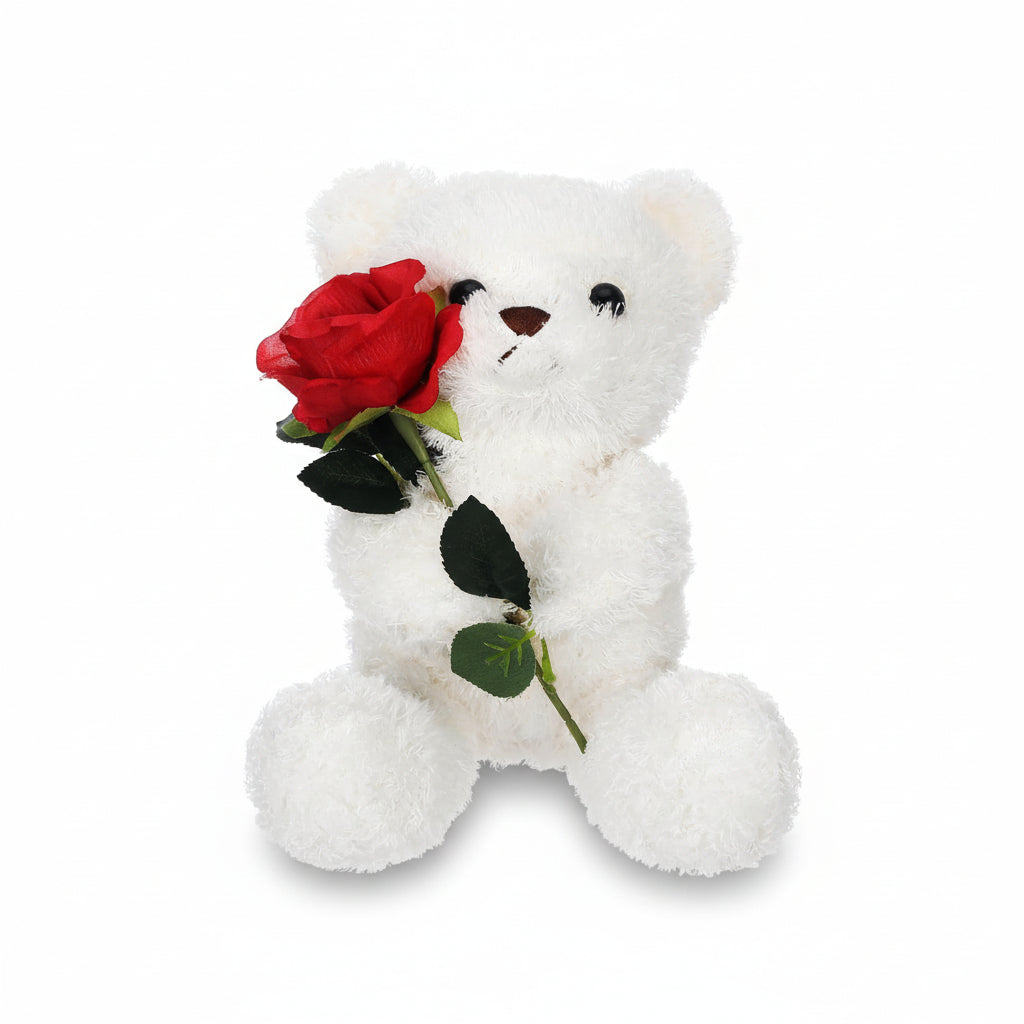 Cuddly Plush Bear | Soft Stuffed Animal with Romantic Rose Design | Ideal Gift for Affectionate Moments 3