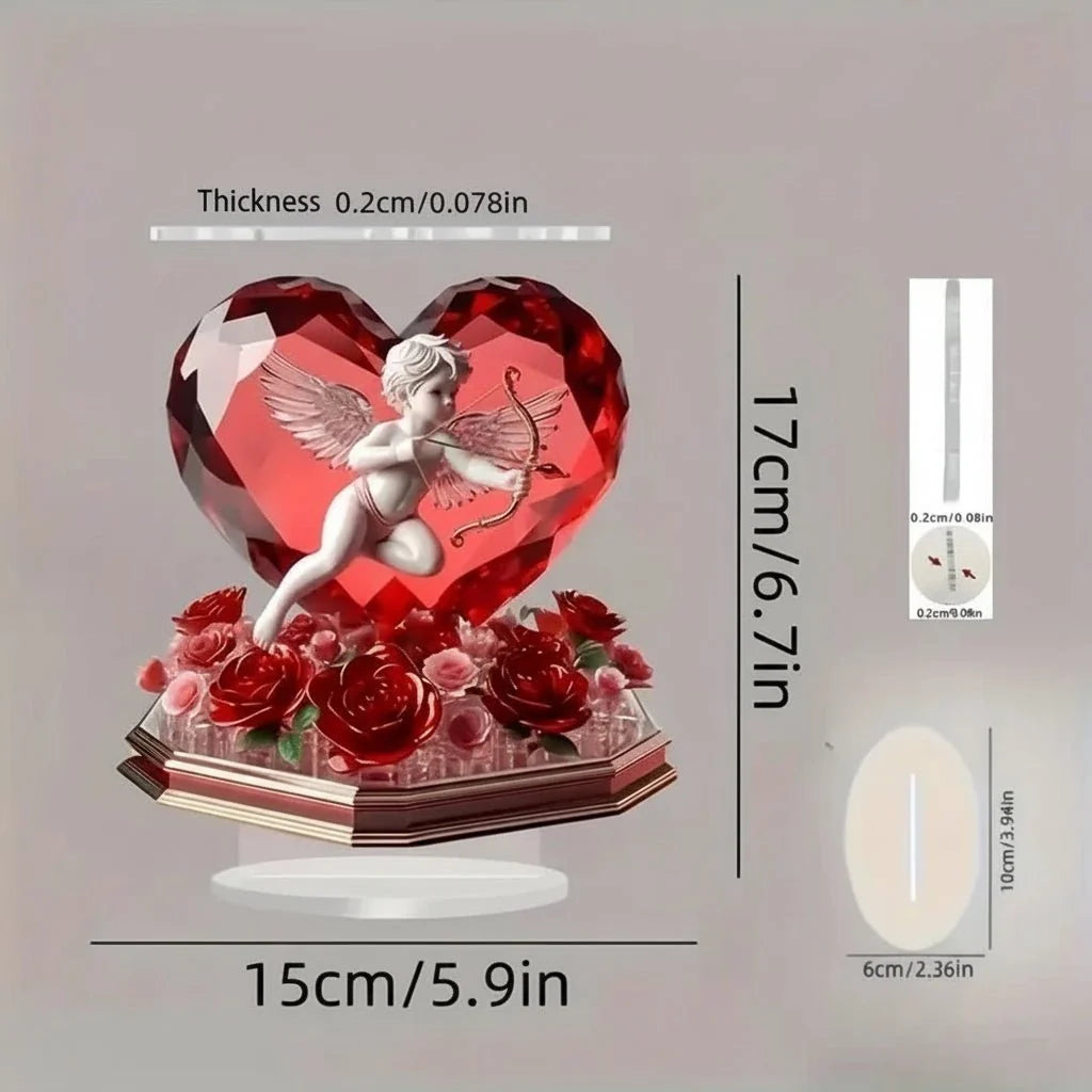 Cupid Heart Ornament, Valentines Decoration with Rose Heart – image 4