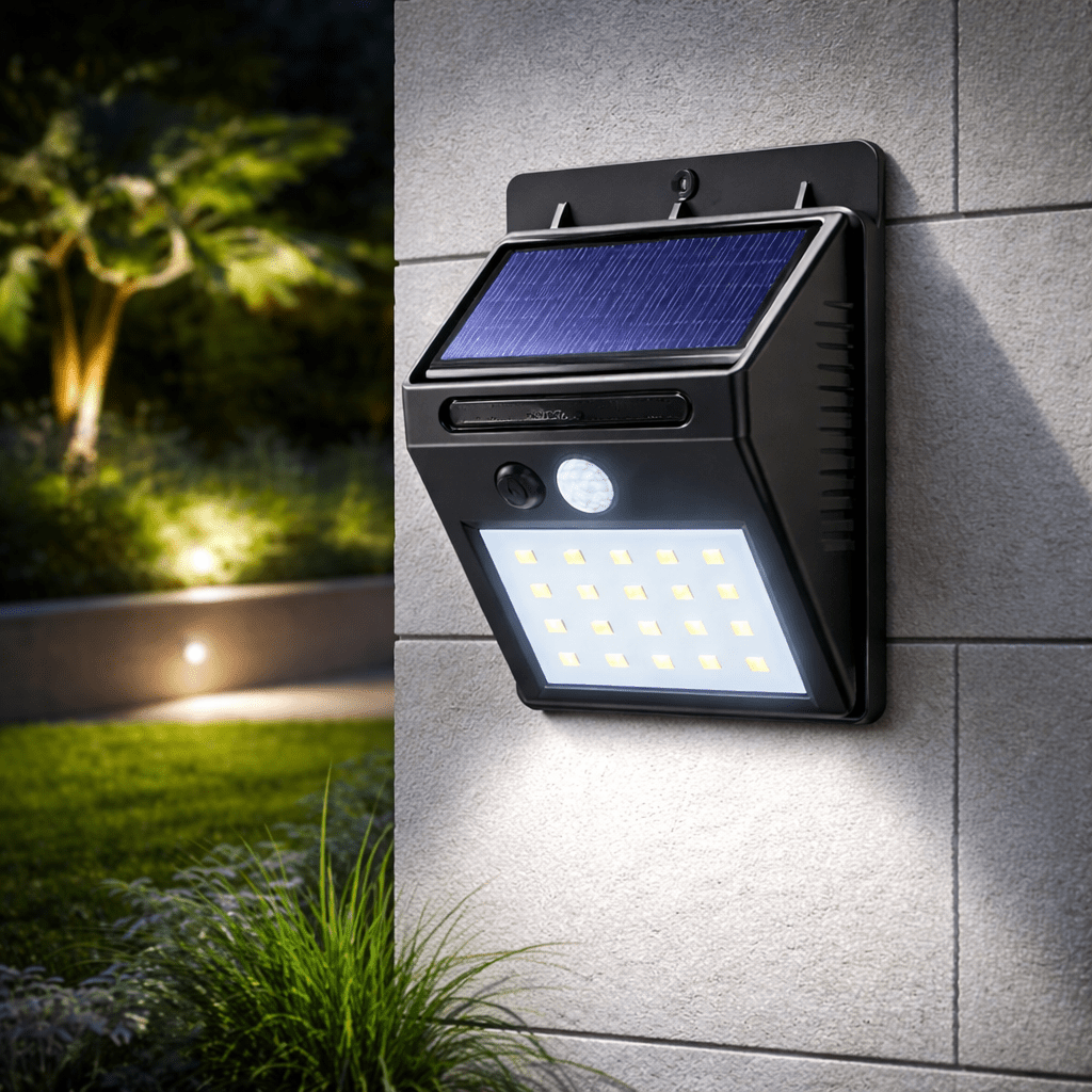 Outdoor Wall Lights, Solar Garden Lights, Motion Detector Light with PIR Sensor for Fences and Driveways_00